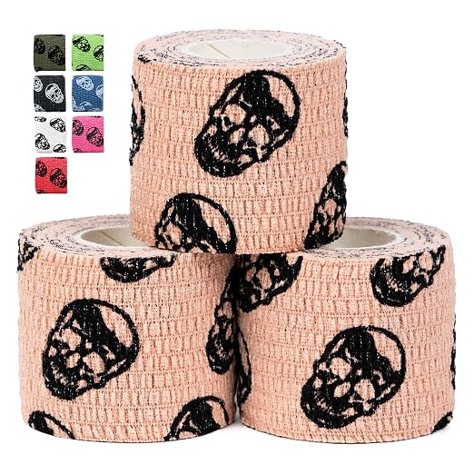 Gymreapers Hook Grip Weightlifting Tape (3 Pack) Premium Adhesive Thumb Skull Tape for Finger Protection, Powerlifting, Exercise & Cross Training - Athletic Sweat Proof Tape - skull sticker