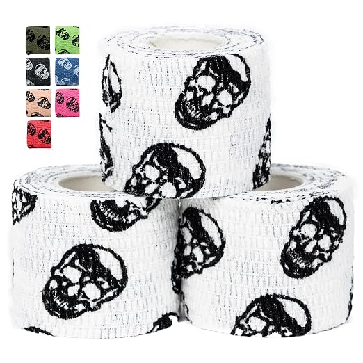 Gymreapers Hook Grip Weightlifting Tape (3 Pack) Premium Adhesive Thumb Skull Tape for Finger Protection, Powerlifting, Exercise & Cross Training - Athletic Sweat Proof Tape - skull sticker