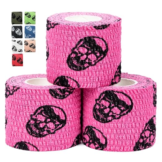 Gymreapers Hook Grip Weightlifting Tape (3 Pack) Premium Adhesive Thumb Skull Tape for Finger Protection, Powerlifting, Exercise & Cross Training - Athletic Sweat Proof Tape - skull sticker