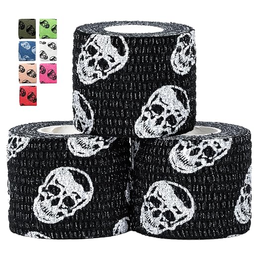 Gymreapers Hook Grip Weightlifting Tape (3 Pack) Premium Adhesive Thumb Skull Tape for Finger Protection, Powerlifting, Exercise & Cross Training - Athletic Sweat Proof Tape - skull sticker