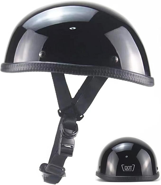 Motorcycle Half Helmet, DOT Approved Adult Men Women Retro Open Face Helmets, Helmet for Adults, Half Shell Helmet - skull helmet