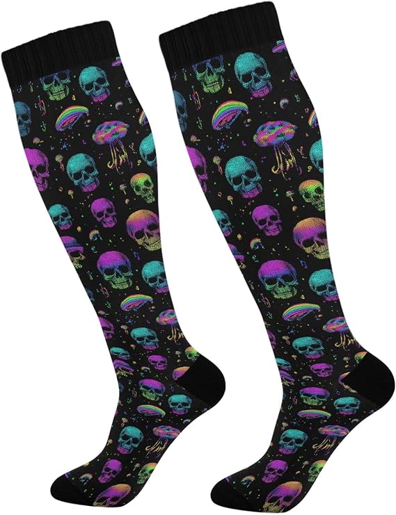 Wusikd Cats Compression Socks for Women and Men Circulation Cute Long Socks for Athletic Running 1 - sugar skull costume