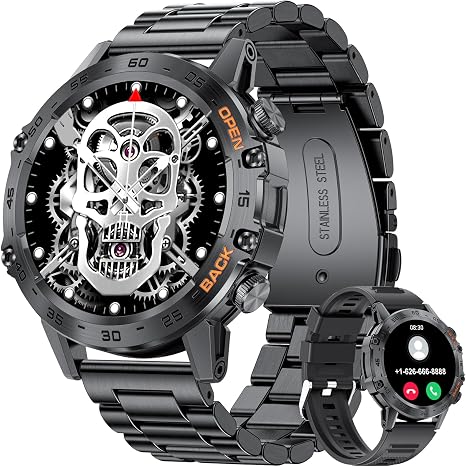 SUNKTA Military Smart Watch for Men(Answer/Dial Calls),100 Sports Modes, 5ATM Waterproof Fitness Watch with Heart Rate/SpO2/Blood Pressure for Android and iOS,1.39”HD DIY Screen Smartwatch Black