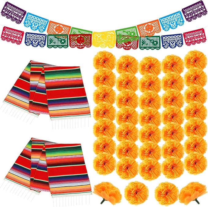 Moukeren 104 Pcs Day of the Dead Decorations Set Dia De Los Muertos Decor - skull carpet