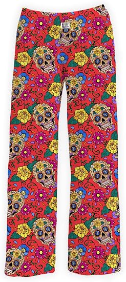 BRIEF INSANITY Lounge Pajama Pants for Men & Women - Soft, Comfy Novelty Themed Pajama Bottoms, Relaxed Fit Lounge Pants - skull swimsuit