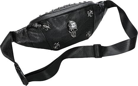 Fanny Pack,Skull Waist Bag,Skeleton Fanny Bag,Gothic Waist Pack PU Leather - skull suitcase