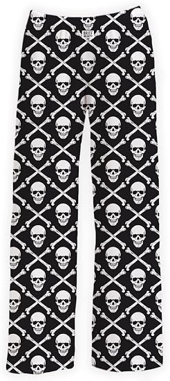 BRIEF INSANITY Fall, Autumn, & Halloween Themed Pajama Pants - Men & Women Loose Fit Lounge Pants, Comfy Loungewear, S-XXL - skull pajamas