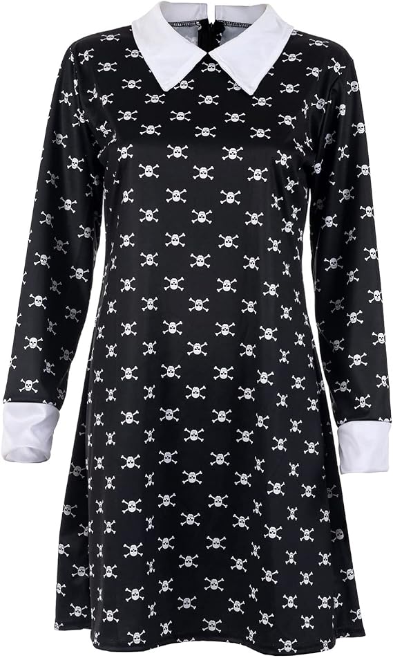 SOUTHSKY Black Dress Skull Pattern Costume for Girls Costume Cosplay Halloween Carnival Role-playing - sugar skull dress