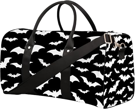 Travel Duffle Bag for Women Men Halloween Bats Pattern Sports Totes Gym Yoga Bag Girls Boys Waterproof Weekender Overnight Bag Animal Bat Print Carry-On Bag with Shoulder Strap Workout Bags - skull suitcase