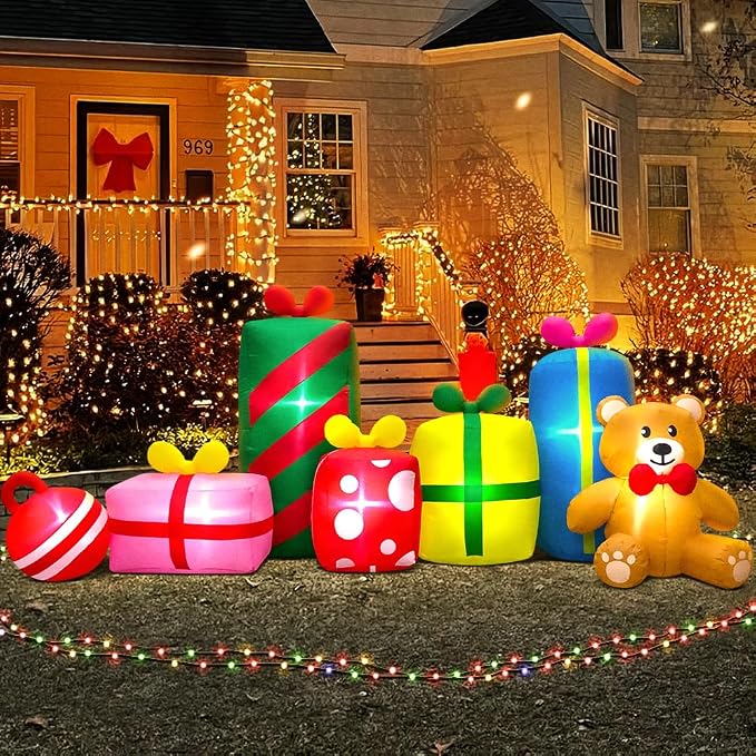 10FT Giant Christmas Inflatables Outdoor Decorations Gift Box Blow up Yard - skull inflatable