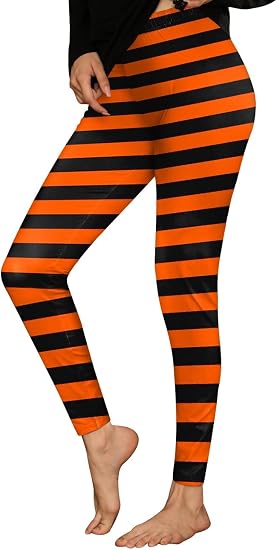 For G and PL Halloween Womens Graphic Printed Workout Leggings Skull Skinny Scary Costume Tights Red Black Stripes M - skull leggings