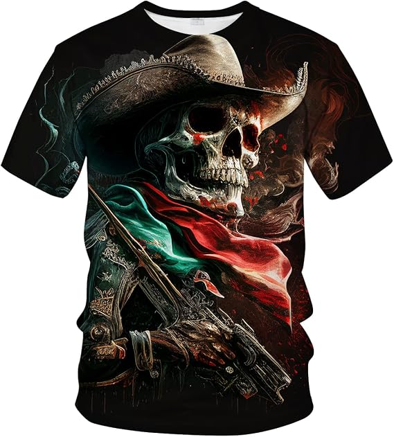 LAOLIUSN Men's Dragon T Shirt Summer Short Sleeve Tees Tops Animal Theme Shirt Anime Graphic Shirt - skull tshirt