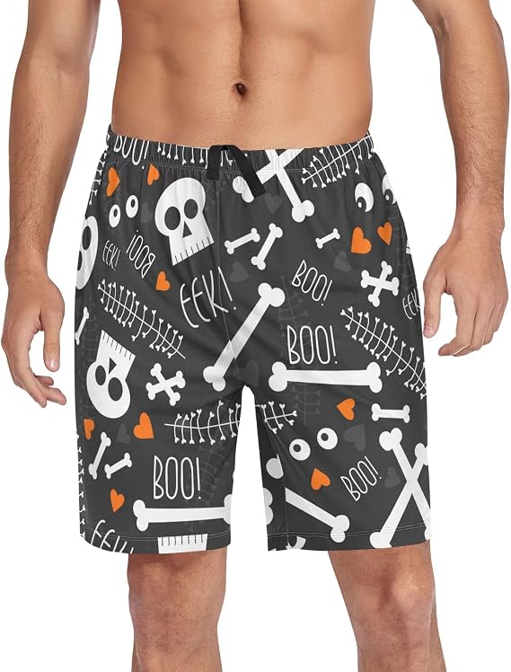 Pajama Shorts for Men Men's Pajama Bottoms Sleepwear Sleep Lounge Short，S - skull pajamas