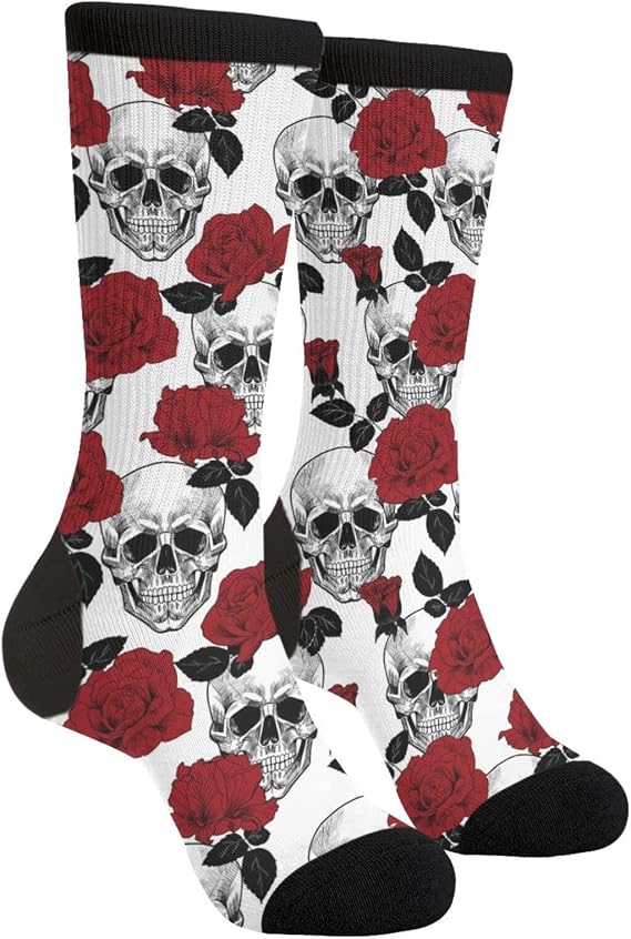 WILL BUDXEG Casual Novelty Fun Crew Socks Fashion Comfortable Men'S And Women'S Crazy Dress Socks - sugar skull costume