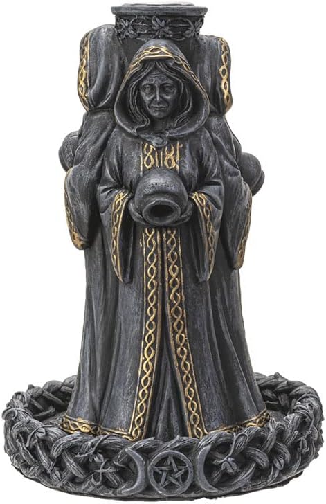 Pacific Giftware Mother Maiden Crone Backflow Incense Burner, 9.25-inch Height, Cold Cast Resin - skull incense burner