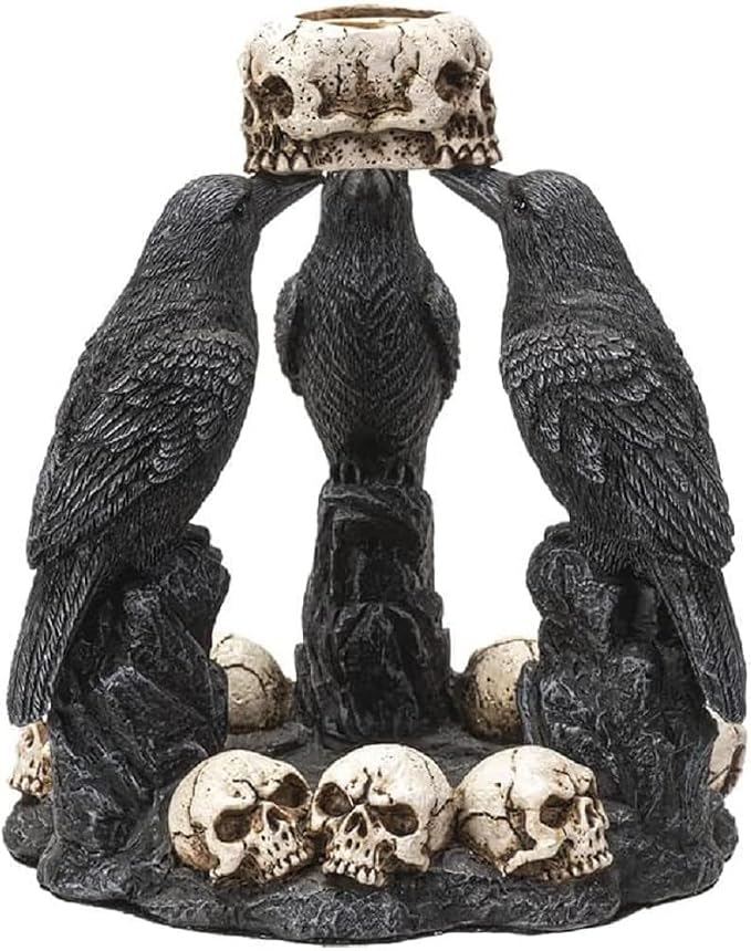 Pacific Giftware Raven Backflow Incense Burner, 5.25-inch Height, Cold Cast Resin