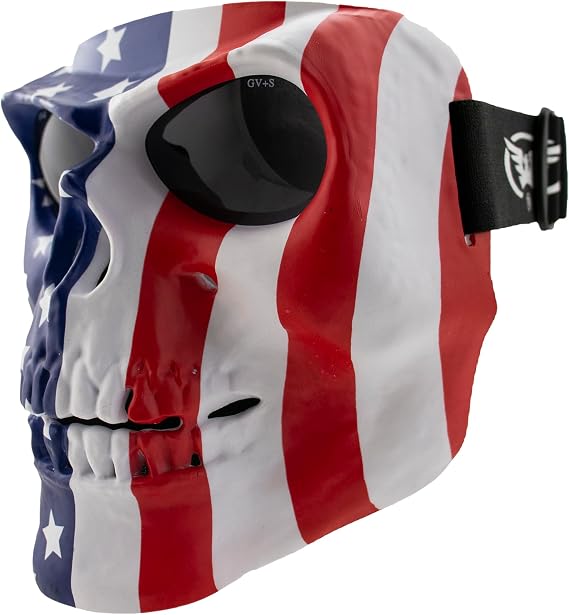 Global Vision Skull Mask Motorcycle Full Face Coverage Riding Goggles American Flag Pattern - skull helmet