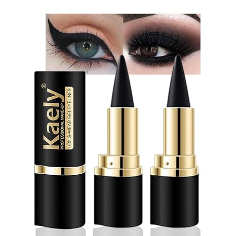 Kaely 2Pcs Gel Eyeliner Pencil, Natural Black Eyeliner Cream, Liquid Eye Liner Pencils for Older Women Waterproof, Smoky Eyeshadow Palette Goth Halloween Makeup Kit, delineador de ojos contra el agua - sugar skull makeup