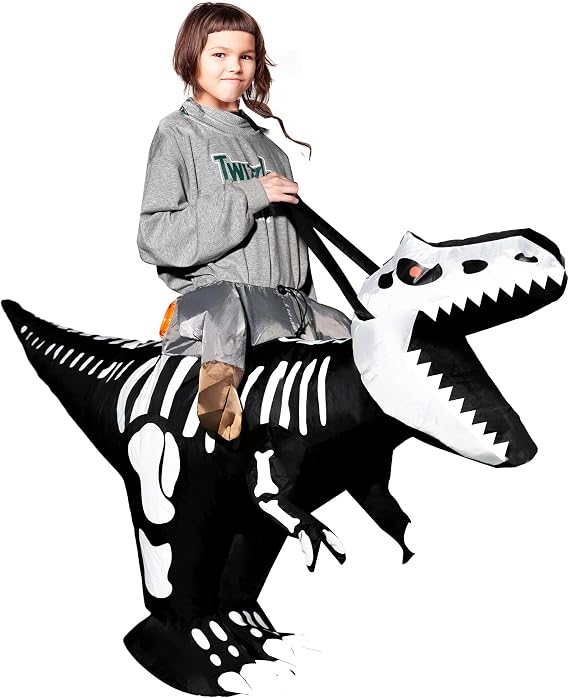 Dazzle Bright Halloween Inflatable Dinosaur Costume, Blow Up Dinosaur Cosplay Costume for Halloween Cosplay Party - skull inflatable