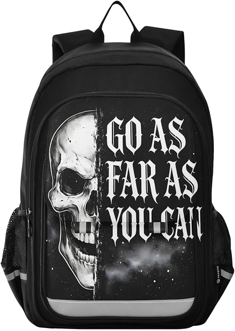 ALAZA Skull Backpack Bookbag Laptop Notebook Bag Casual Travel Trip Daypack for Women Men Fits 15.6 Laptop - skull backpack