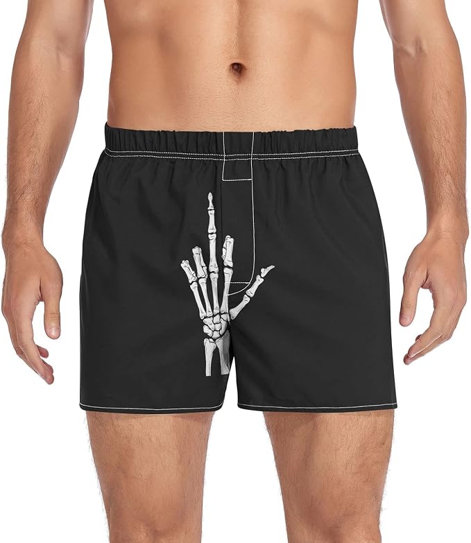 Mens Boxer Shorts Soft Funny Pattern Sleep Short Underwear Breathable Athletic Sport Briefs - skull swimsuit