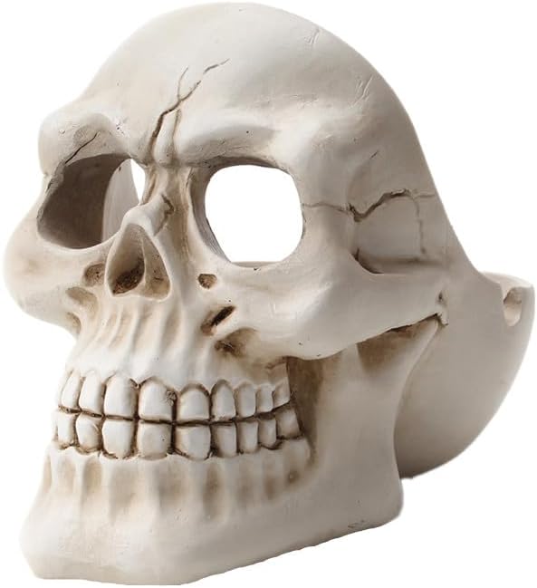 Resin Skull Ashtray Skeletons Figurine Cigarette Ashtray Home Office Bar Nightclub Party Halloween Decor (White)