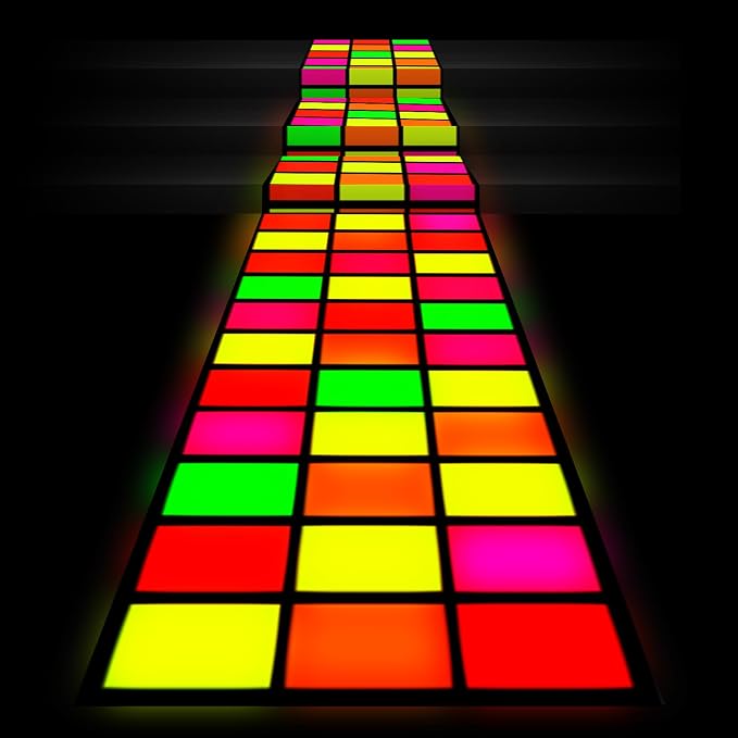 118 x 39 Inch Glow in The Dark Runner Neon Dance Floor, Rectangle - skull carpet