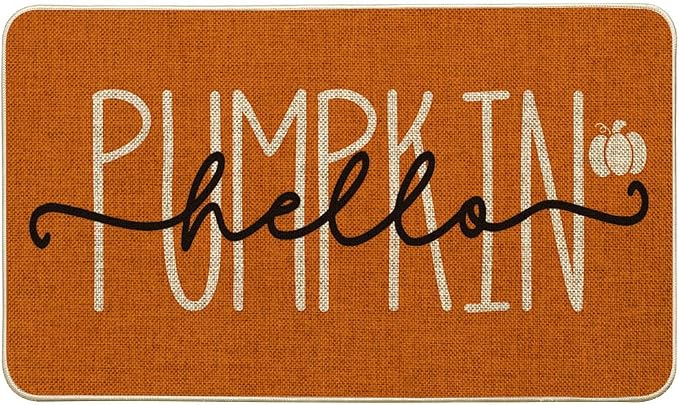 Artoid Mode Orange Hello Pumpkin Fall Doormat 17×29 Inch