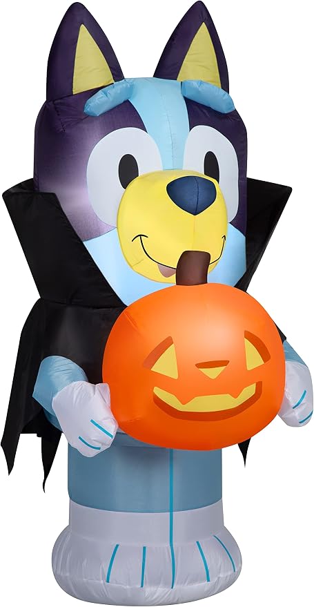 Gemmy Bluey Halloween Inflatable, 3.5 Ft Tall Lighted Vampire Bluey Yard Decoration with Jack O'Lantern, Outdoor Decor with Stakes and Tethers - skull inflatable