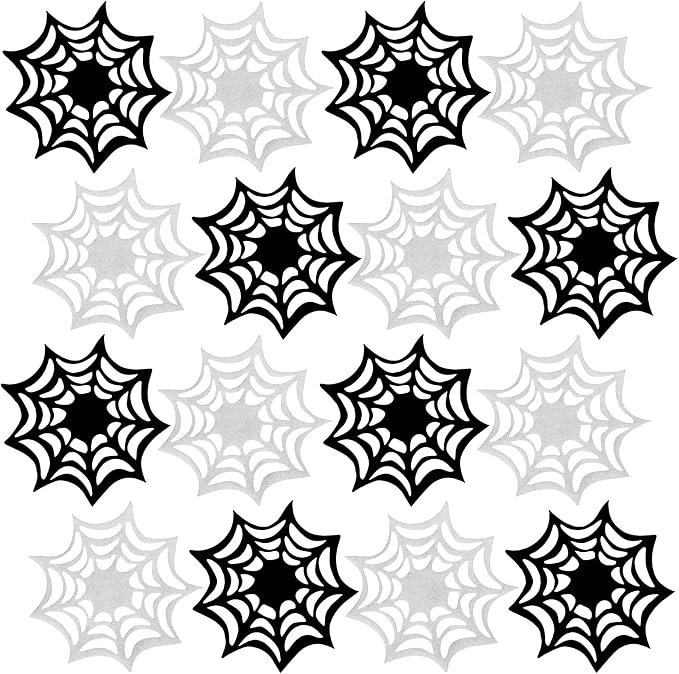 AnyDesign 16 Pcs Felt Halloween Coasters - Black, White Spider Web - Non-Slip, Heat Resistant Table Mats for Home, Kitchen, Office, Party Decoration - skull coaster