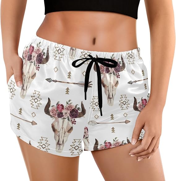 visesunny Stylish Women's Summer Floral Beach Boardshorts with Pockets Swim Trunks Quick Dry Swimming Shorts for Women - skull swimsuit