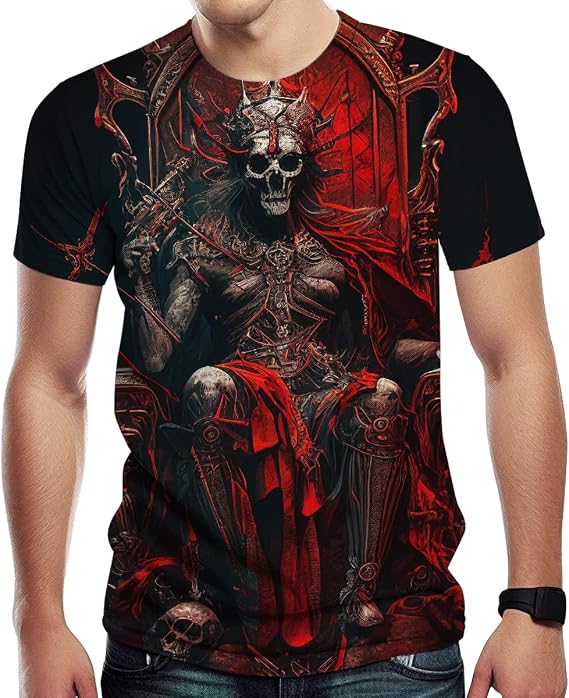Novelty Skull T-Shirts for Men Graphic Shirt with Short Sleeves - skull tshirt
