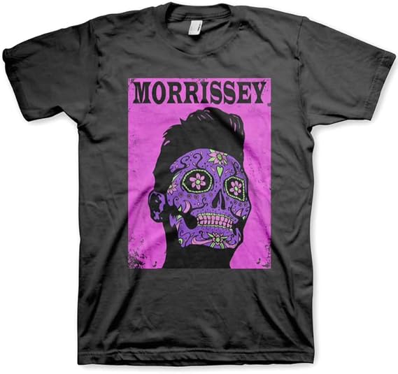 Morrissey Men's Day of The Dead Pink T-Shirt Black | Officially Licensed Merchandise - skull tshirt