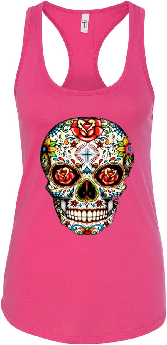 Sugar Skull Rosses Eyes Graphic Womens Tank Top - skull tank tops
