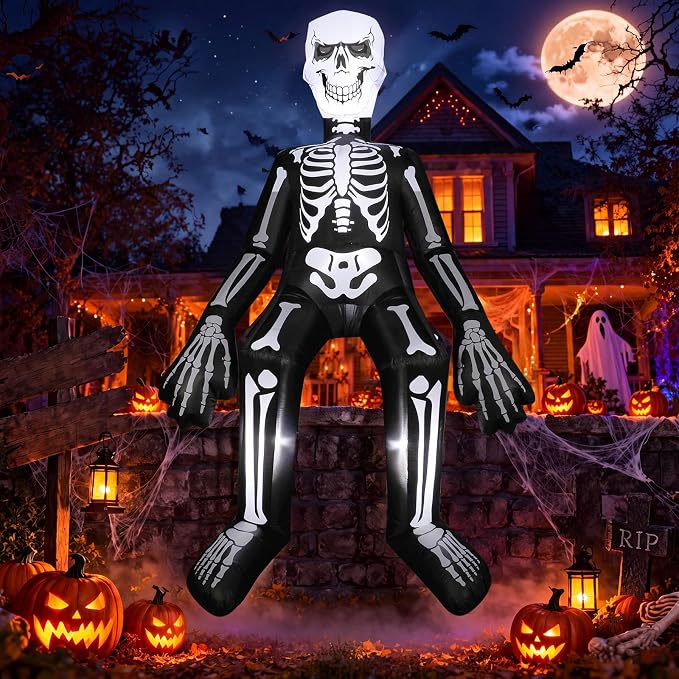 Jenaai Halloween Inflatable Archway with LED Lights, Skeleton, 11.8 ft