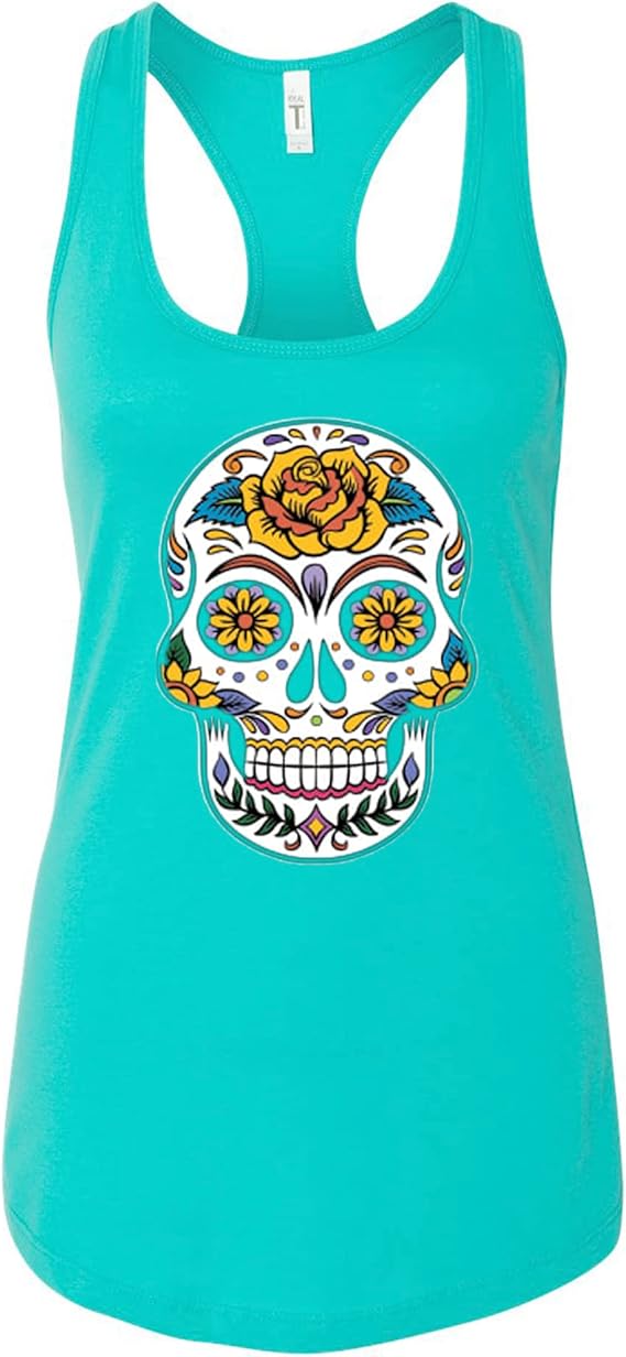 Sugar Skull Roses Graphic Womens Tank Top - skull tank tops