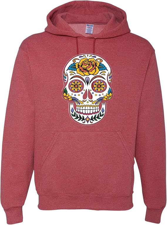 wild custom apparel Sugar Skull Roses Graphic Mens Hoodies - skull sweatshirts