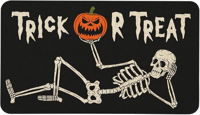 Roszwtit Halloween Goth Skull Welcome Door Mat for Home Decor 30 X 17 Inch