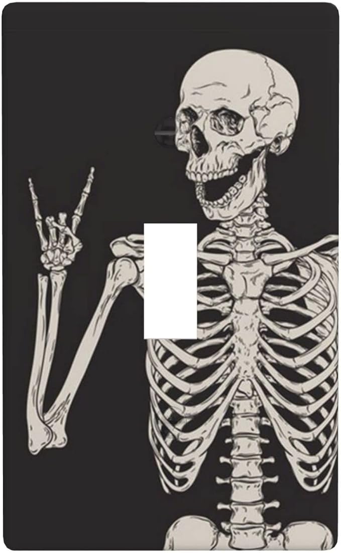 Rock Skull Light Switch Cover Decorative Single Toggle Wall Plate 1-Gang Art Electrical Faceplate for Home Bedroom Decor 4.50″ x 2.76″