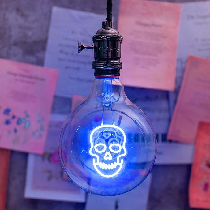 2W LED Decorative Globe Light, Soothing Filament Bulb, G125 120V - skull lamp