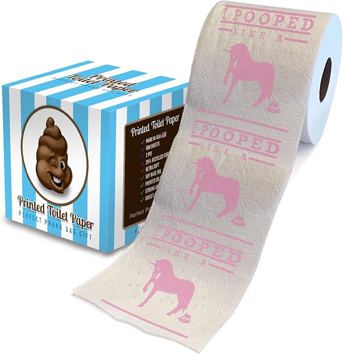 Printed TP Like A Unicorn Printed Toilet Paper Gag Gift – Funny Toilet Paper Roll For Prank, Surprise, Bathroom Decor, Novelty Gift For Men, Women, Friends, Birthday Party - 500 Sheets - skull toilet paper