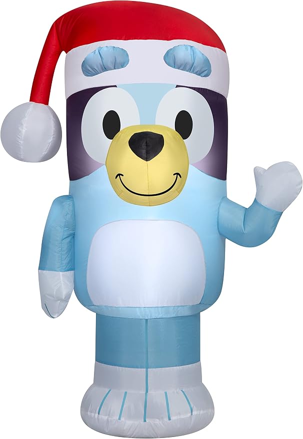 Gemmy 3.5 FT Bluey Christmas Inflatable with Santa Hat – Lighted Airblown Blow Up Outdoor Yard Decoration - skull inflatable