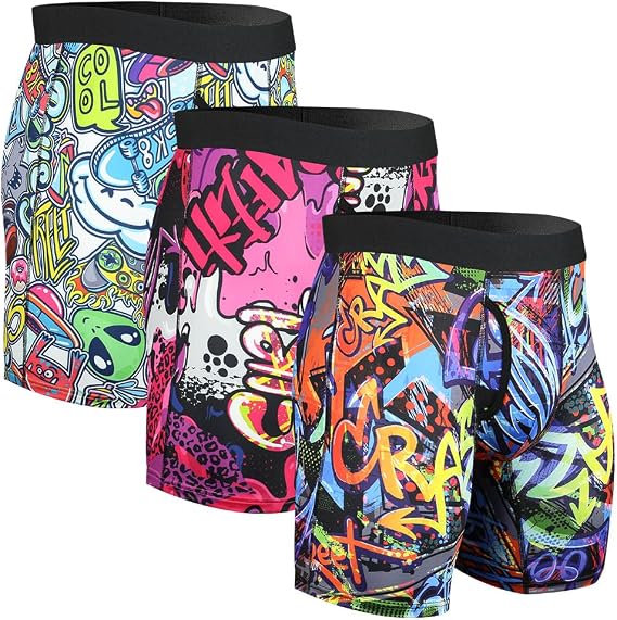 Mens Athletic Underwear Mens Boxer Briefs Long Leg Trunks Underwear - skull swimsuit