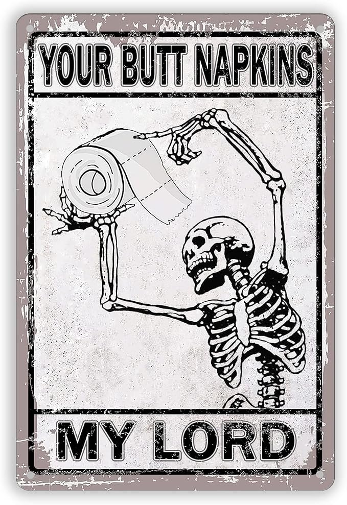 Gothic Home Decor Goth Bathroom Wall Decor Skeleton Tin Sign Witchy Horror Bedroom Decor Skull Wall Decor Spooky Halloween Gifts 8x12 Inch - skull sticker