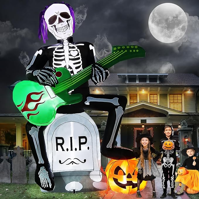Lorvain 7 FT Halloween Inflatables Outdoor Decorations Skeleton Ghost - skull inflatable