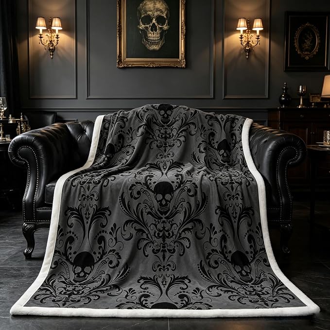 Erosebridal Adults Black Damask Blanket 40″X50″ Antique