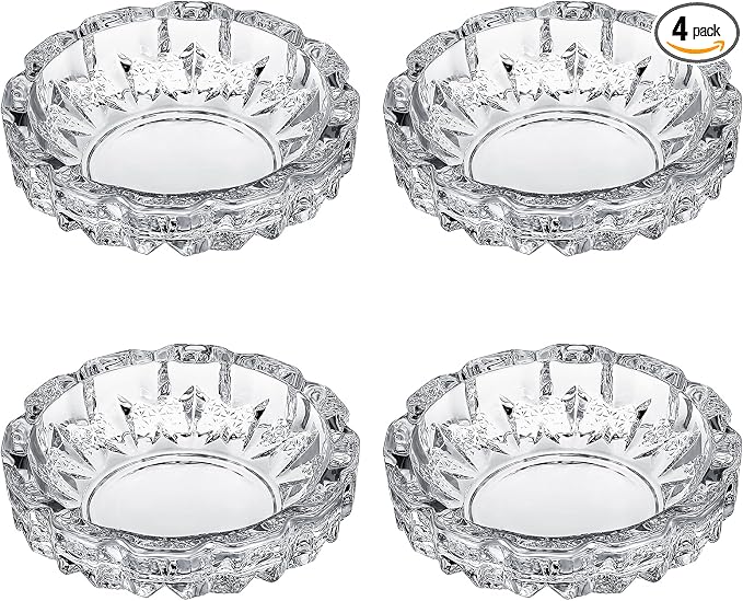 Timgle 4 Pack Glass Ashtray Cigar Cigarettes Ashtray Crystal Holder,Vintage - skull ashtray