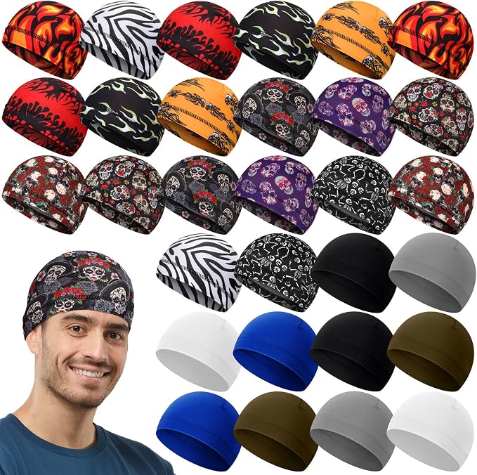 Retisee 30 Pcs Cooling Skull Cap Bulk Helmet Hat Cycling Skull - skull helmet