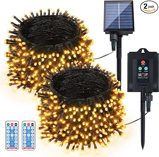 woohaha Solar Christmas Outdoor String Lights,Warm White - string light