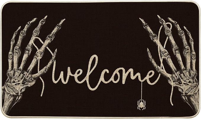 Artoid Mode Hand Bone Halloween Welcome Doormat, Home Decor Low-Profile Switch Rug Door Mat Floor Mat for Indoor Outdoor 17x29 Inch - skull carpet